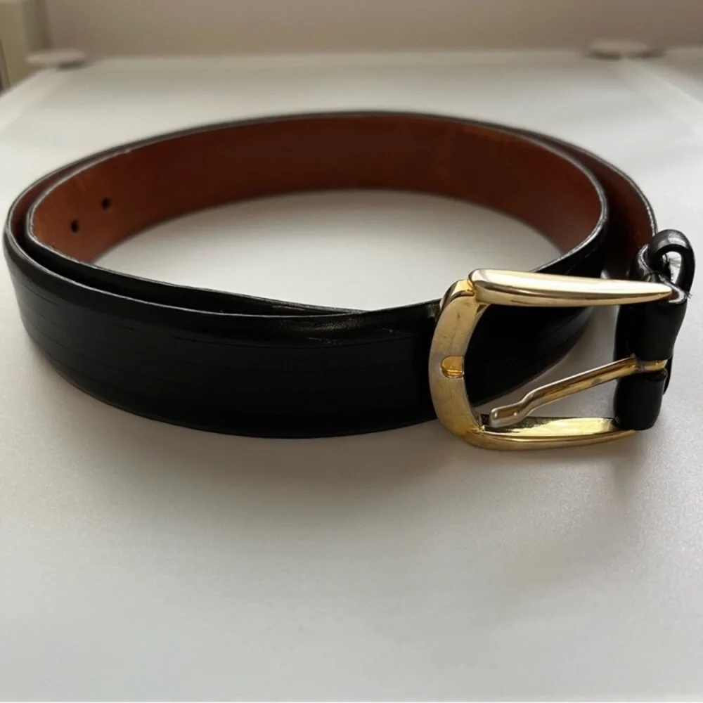 ANILINE KIPSKIN SHOULDER MENS LEATHER BLACK DRESSY BELT 36